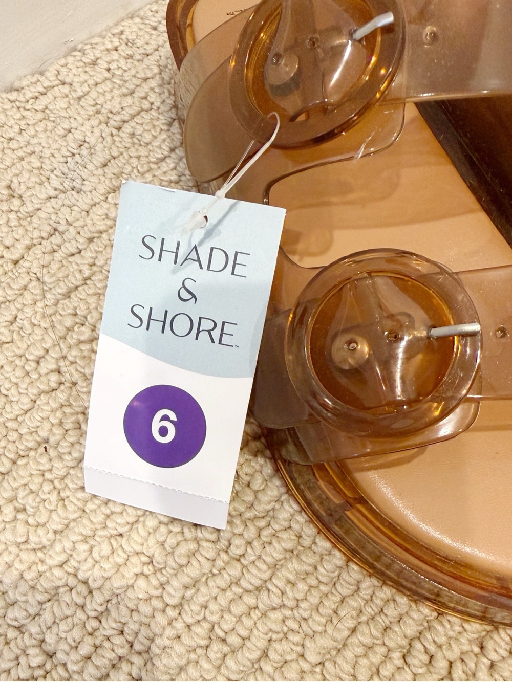 SHADE & SHORE Gemma Jelly Sandals in Tan Brown Slides NWT size 6 Beach Summer - Picture 6 of 7